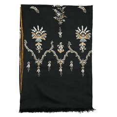 Embroidered Pashmina Shawl - Black & Aqua