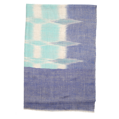 Ikat Cashmere Pashmina Stole - Dark Blue & Baby Blue