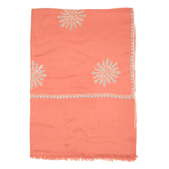 Embroidered Pashmina Stole - Dusty Rose & Light Blue