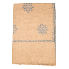 Embroidered Pashmina Stole - Natural Blue