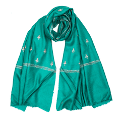 Embroidered Pashmina Stole - Emerald Green