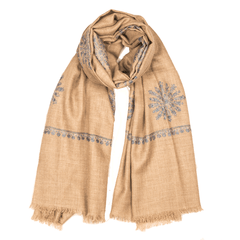 Embroidered Pashmina Stole - Natural Blue