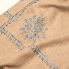 Embroidered Pashmina Stole - Natural Blue