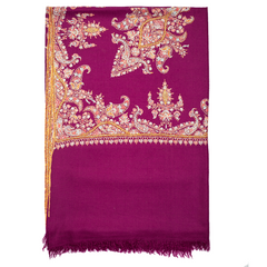 Embroidered Pashmina Shawl - Purple & Orange