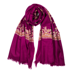 Embroidered Pashmina Shawl - Purple & Orange