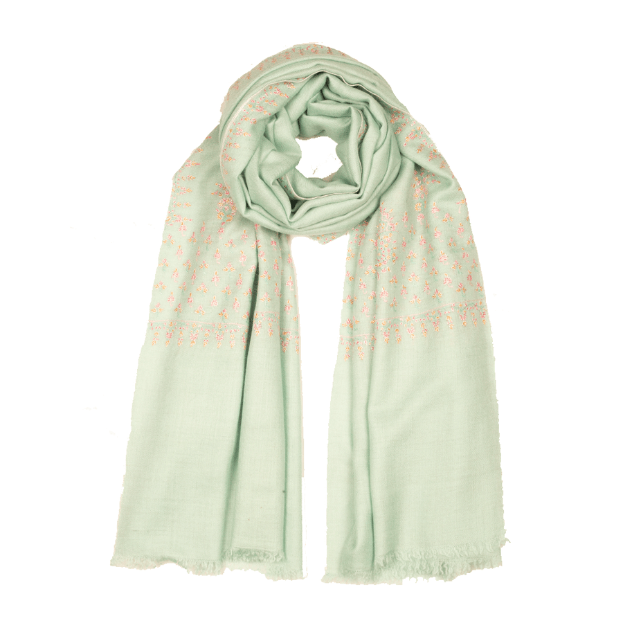 Embroidered Pashmina Stole - Ice Mom & Pink