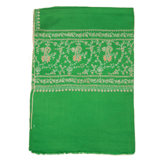 Embroidered Pashmina Stole - Jolly Green & Orange