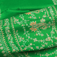 Embroidered Pashmina Stole - Jolly Green & Orange