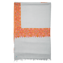 Embroidered Pashmina Stole - Light Grey
