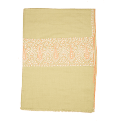 Embroidered Pashmina Stole - Seacrest Green & Orange
