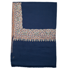 Embroidered Pashmina Shawl - Dark Blue &  Blue