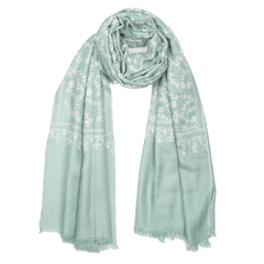 Embroidered Pashmina Stole - Light Blue