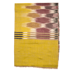 Ikat Cashmere Pashmina Stole - Olive & Red Bean