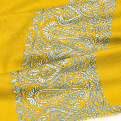 Embroidered Pashmina Stole - Dark Citron & Blue