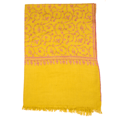 Embroidered Pashmina Stole - Allover Olive Purple