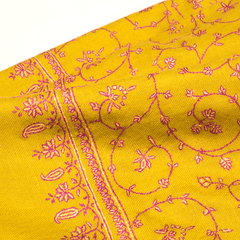 Embroidered Pashmina Stole - Allover Olive Purple