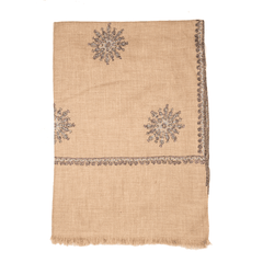 Embroidered Pashmina Stole - Natural Dark Blue