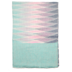 Ikat Cashmere Pashmina Stole - Baby Blue & Pink Argyle