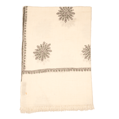 Embroidered Pashmina Stole - White & Black