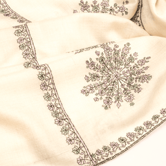Embroidered Pashmina Stole - White & Black