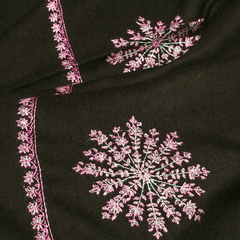 Embroidered Pashmina Stole - Black & Pink