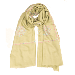 Embroidered Pashmina Stole - Laurel Green & Blue