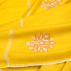 Embroidered Pashmina Stole - Celery Green & Light Blue