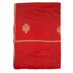 Embroidered Pashmina Stole - Haute Red & Light Blue