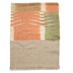 Ikat Cashmere Pashmina Stole - Beige & Olive
