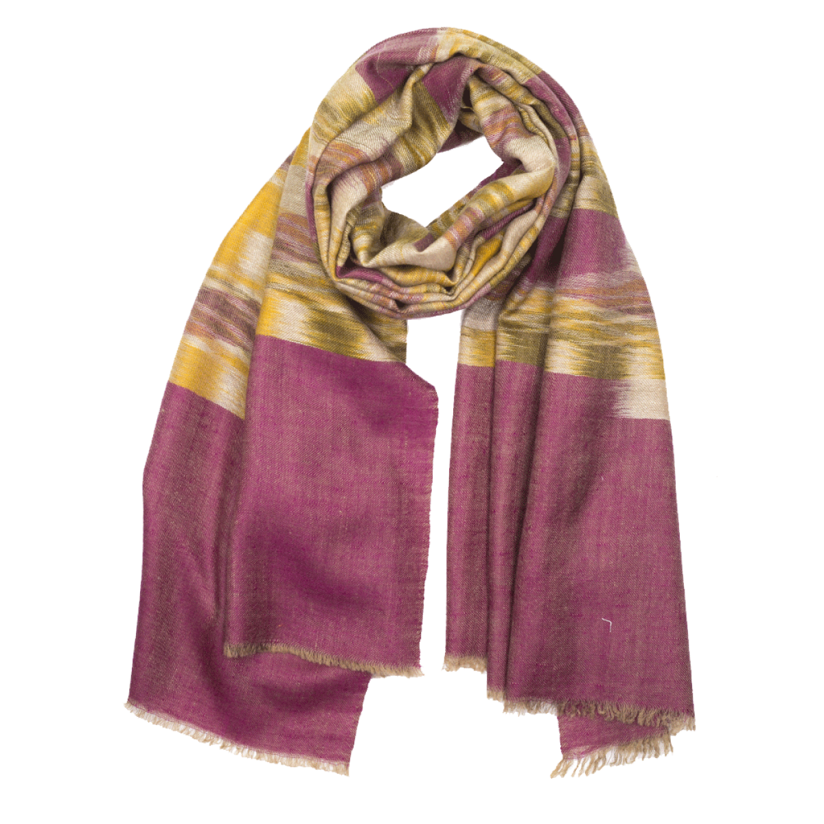 Ikat Cashmere Pashmina Stole - Midnight Purple