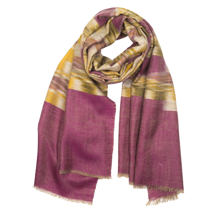 Ikat Cashmere Pashmina Stole - Midnight Purple