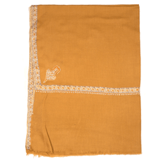 Embroidered Pashmina Stole - Biscuit & Light Beige
