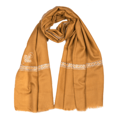 Embroidered Pashmina Stole - Biscuit & Light Beige
