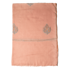 Embroidered Pashmina Stole - Blossom Pink & Blue