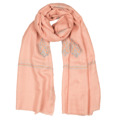 Embroidered Pashmina Stole - Blossom Pink & Blue