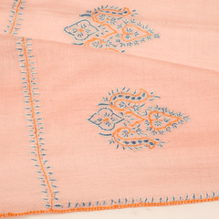 Embroidered Pashmina Stole - Blossom Pink & Blue