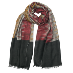 Ikat Cashmere Pashmina Stole - Black & Orange