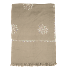 Embroidered Pashmina Stole - Silver Blue