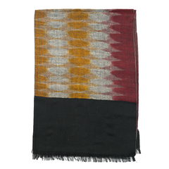 Ikat Cashmere Pashmina Stole - Black & Orange