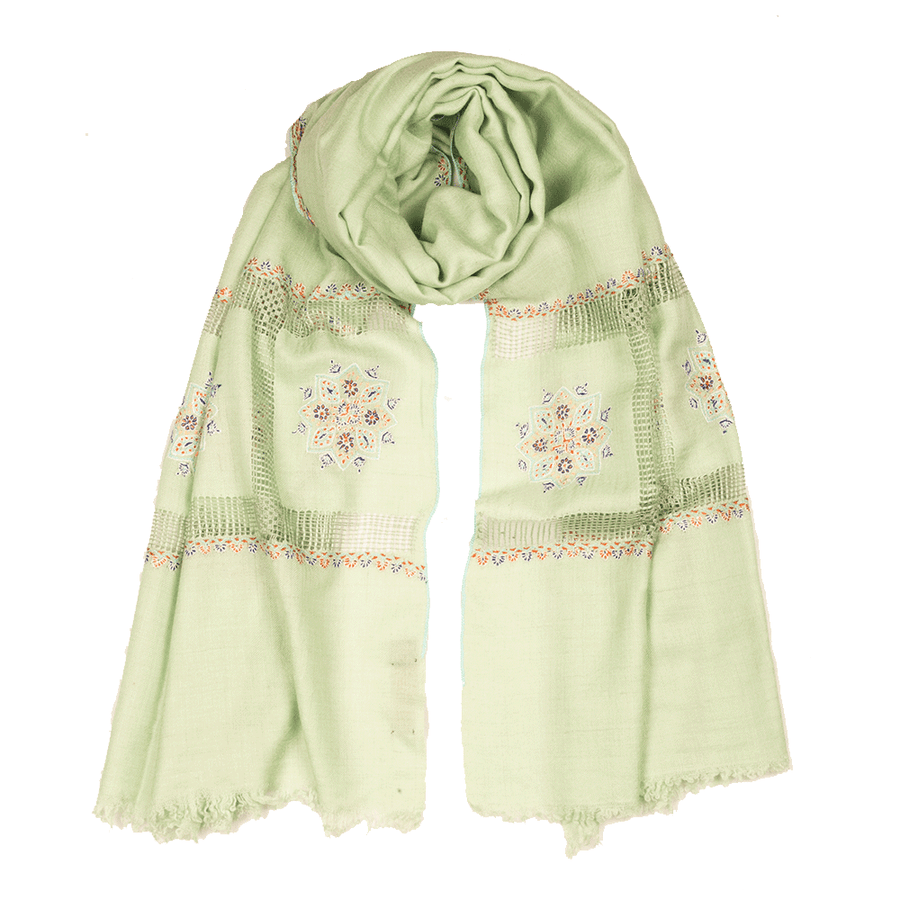 Embroidered Pashmina Stole - Spruce Stone