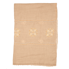 Embroidered Pashmina Stole - Natural & White