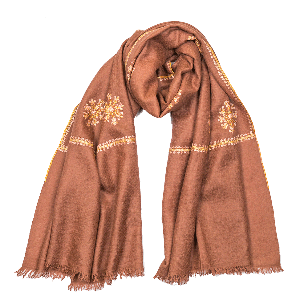 Embroidered Pashmina Stole - Brown