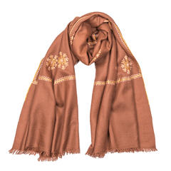 Embroidered Pashmina Stole - Brown