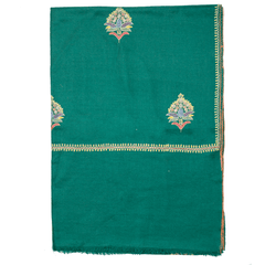 Embroidered Pashmina Stole - Emerald Green & Gold