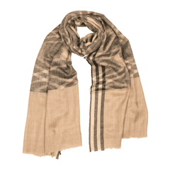 Ikat Cashmere Pashmina Stole - Natural Black