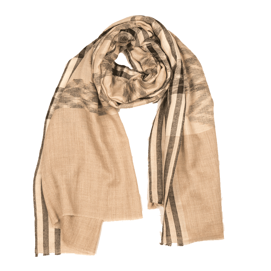 Ikat Cashmere Pashmina Stole - Natural Black