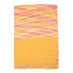 Ikat Cashmere Pashmina Stole - Spruce Yellow Purple
