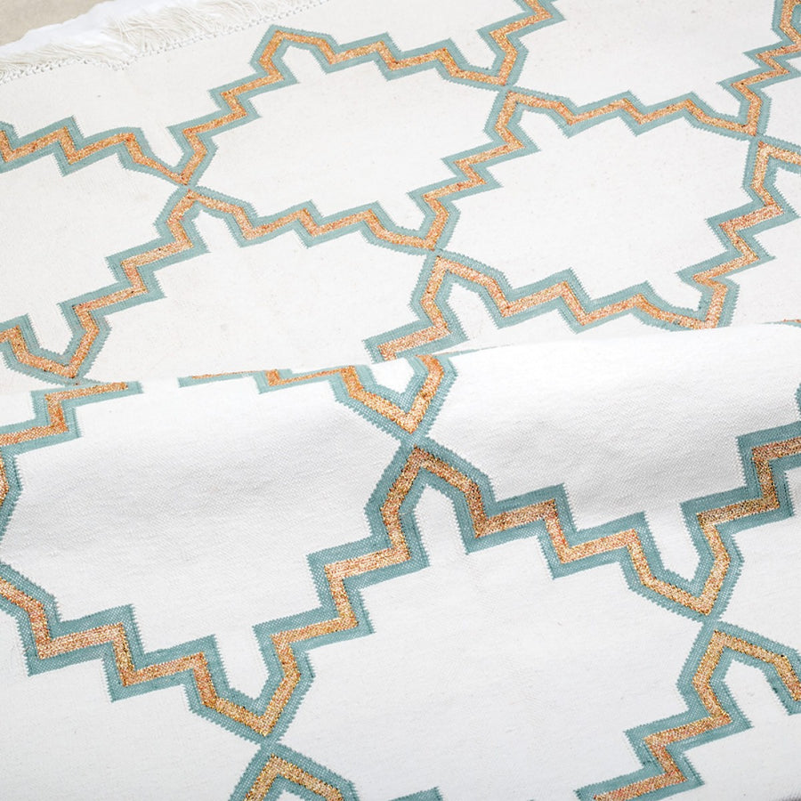 Cotton Floor Rugs - White & Green (Made to Order)