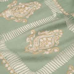 Embroidered Pashmina Stole - Dusty Turquois & White