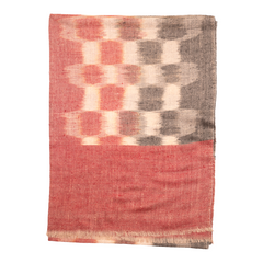 Ikat Cashmere Pashmina Stole - Red & Plaid